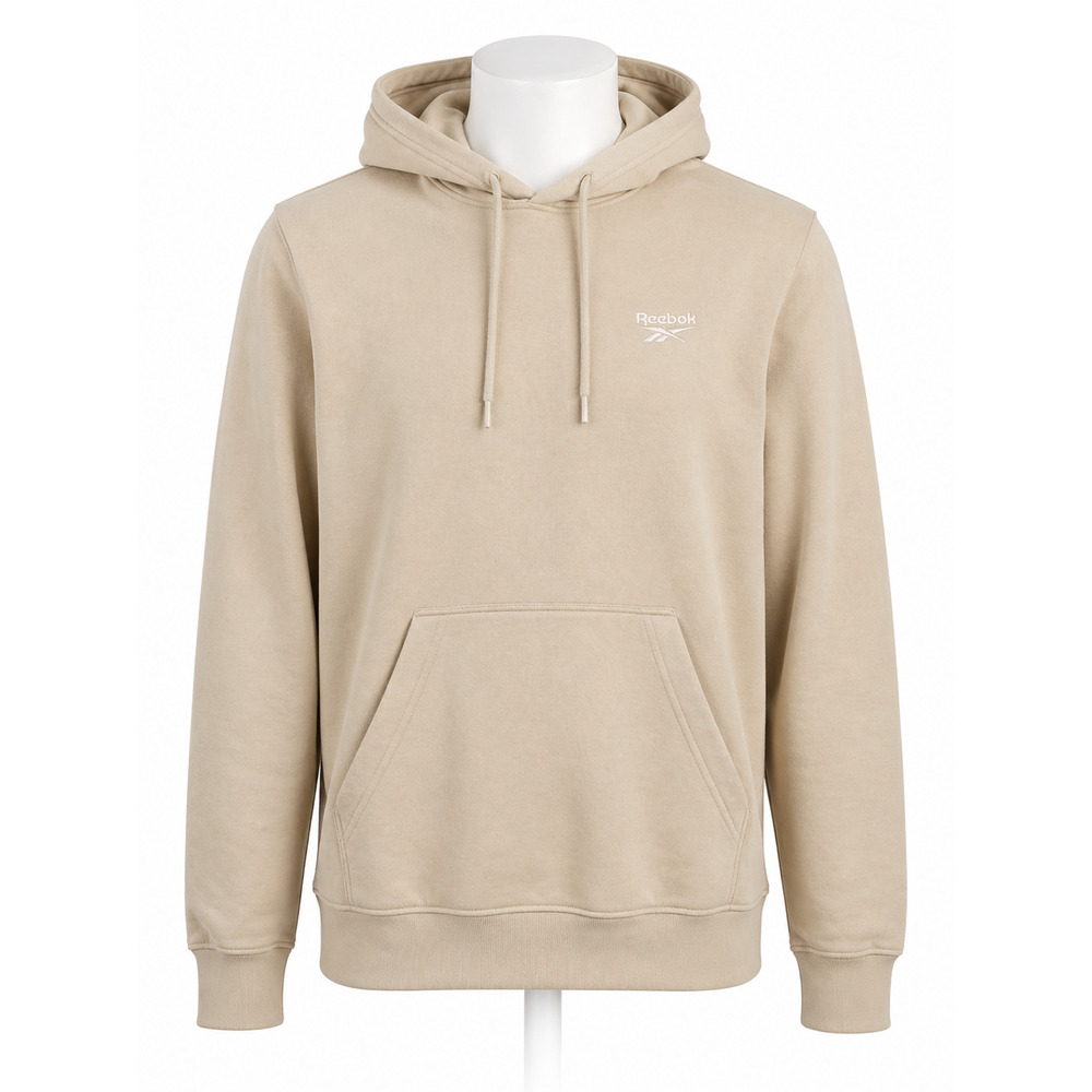 Beige Hoodie Sweatshirt Mens Pullover Casual Streetwear Athleisure Reebok Medium
